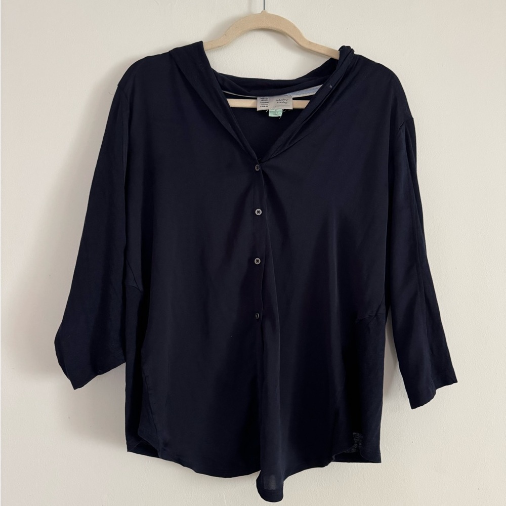 Anthropologie Navy Blouse